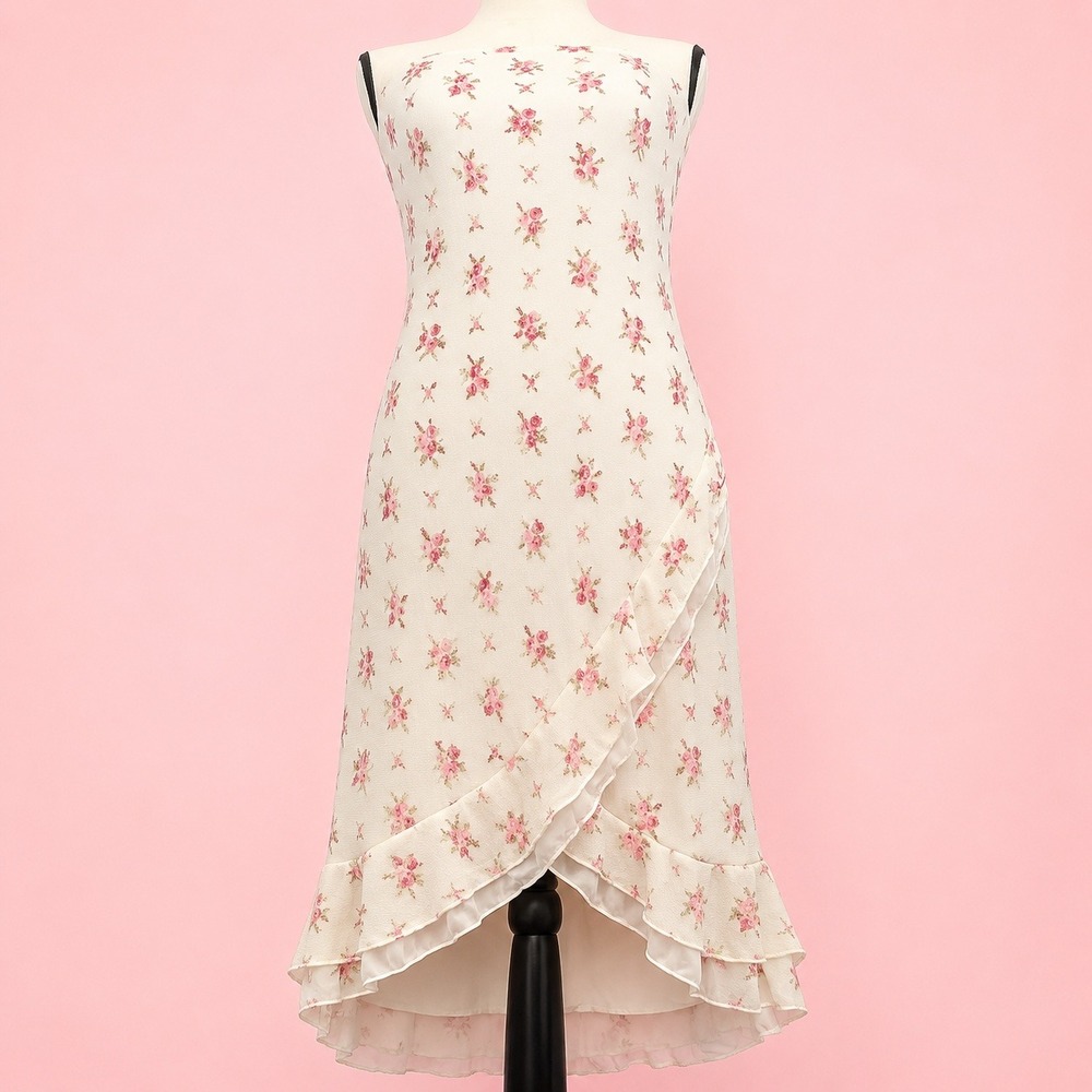 VTG Y2K Charlotte Russe Ruffle Sheer Homecoming Dress L Coquette Fairy Grunge